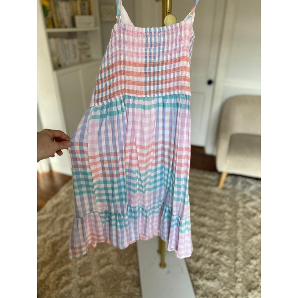 Jopna Pastel Gingham Midi Dress Cottagecore Coastal Picnic Coquette Soft Girl XL - Picture 3 of 6